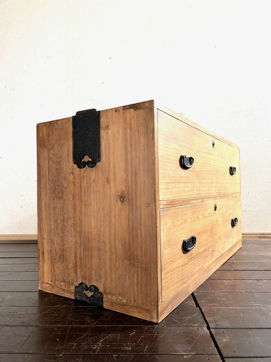 あす楽対応】 古家具 総桐 無垢 古い 桐箪笥 整理箪笥 2段 ローボード
