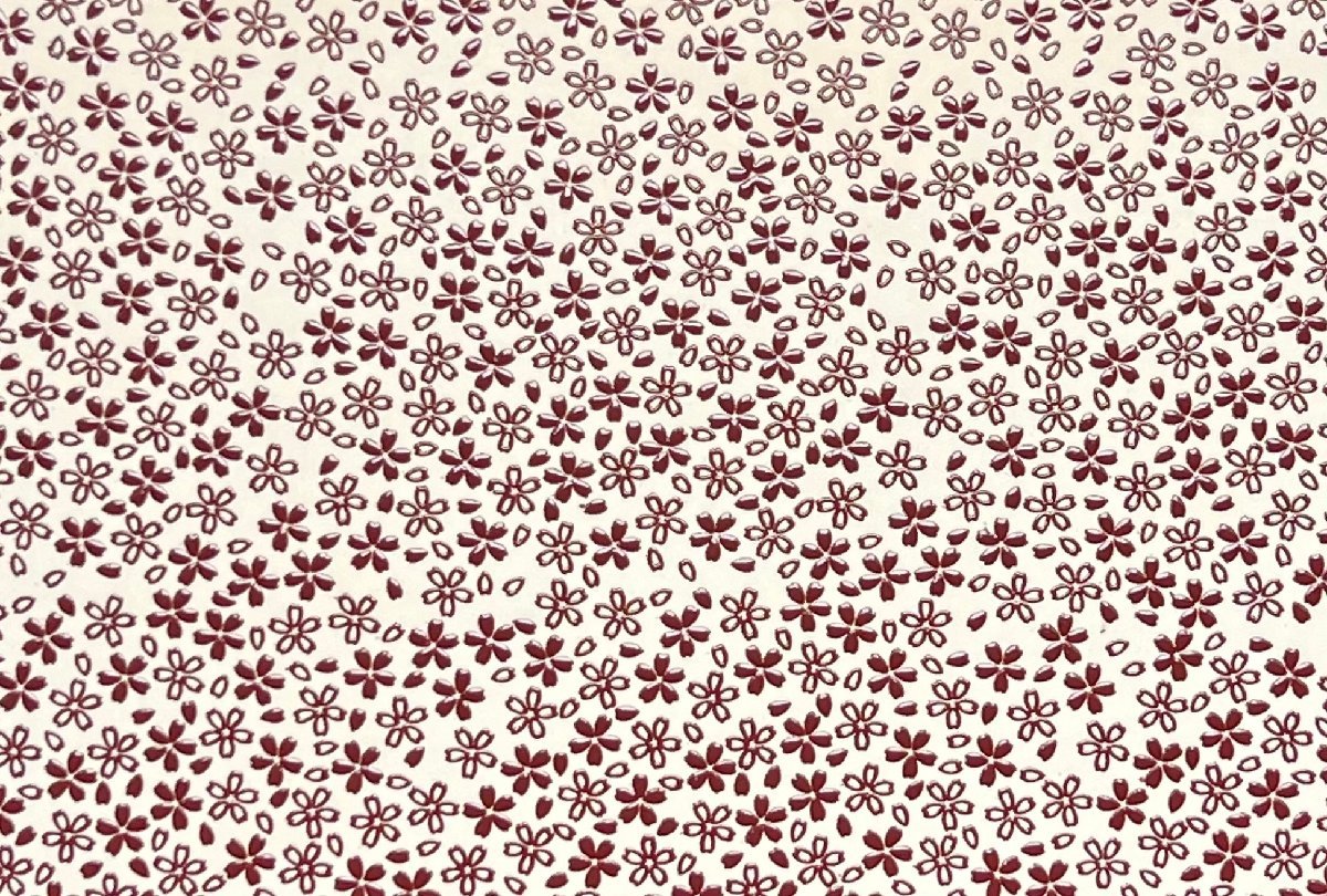 印伝桜吹雪柄（下地：ホワイト　漆：レッド）　レザー クラフト_画像3