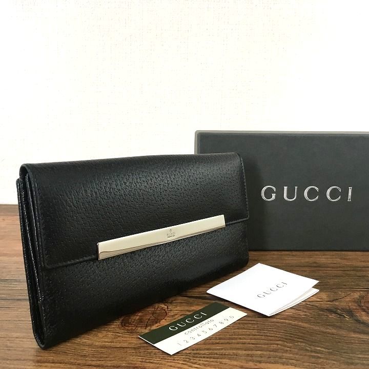 ☆送料無料☆ 極美品 GUCCI 長財布 035.2149.2065 ブラック Wホック財布 箱付き 422_画像1