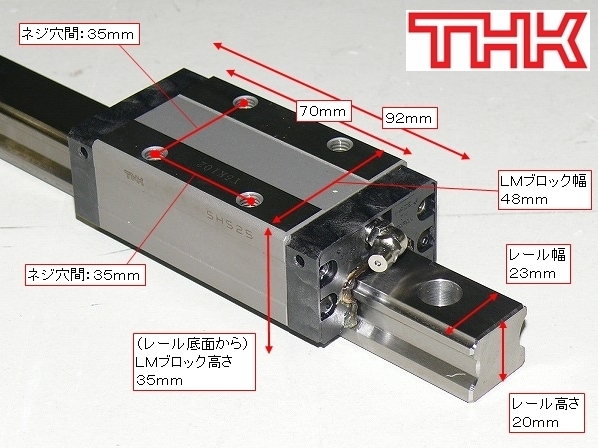 残数２■THK 高剛性 LMガイド SHS25 700mm ダブルLMブロック ボールリテーナ入りLMガイド リニアガイド 世界標準寸法 SHS形 70cm_画像3