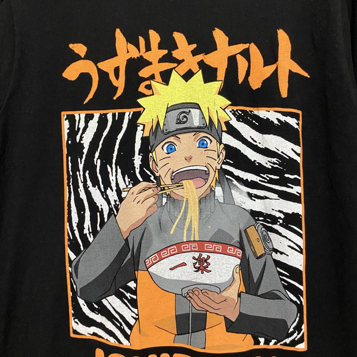 アメリカ古着　NARUTO ナルト　ラーメン一楽　半袖　Tシャツ　アニメ　キャラ物　メキシコ製　Sサイズ　【J719】