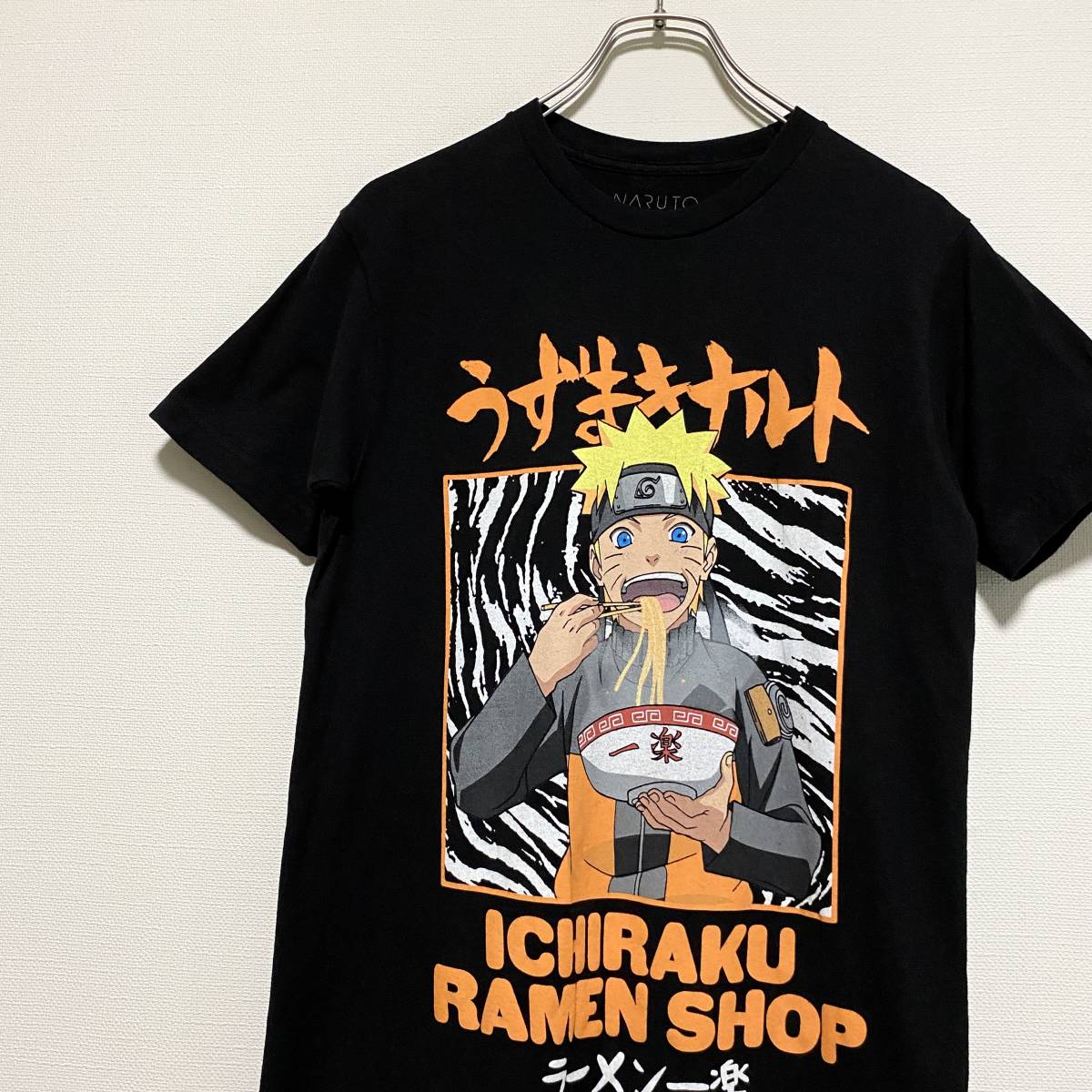 アメリカ古着　NARUTO ナルト　ラーメン一楽　半袖　Tシャツ　アニメ　キャラ物　メキシコ製　Sサイズ　【J719】