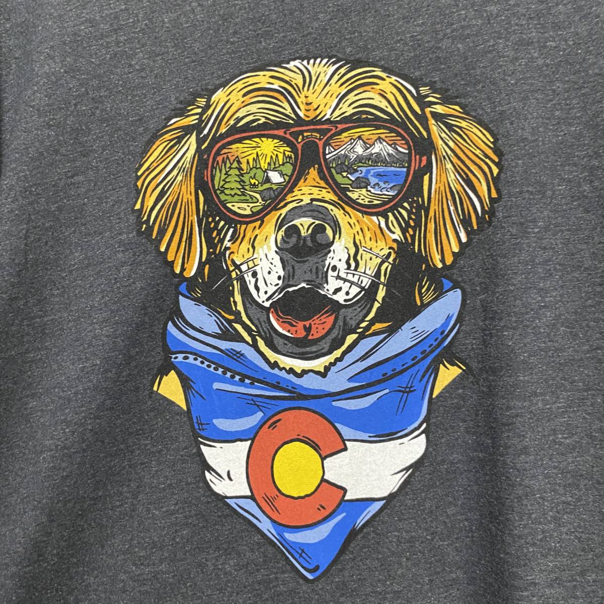 古着 ビッグプリント 半袖 tシャツ アニマル 犬 レトリバー-