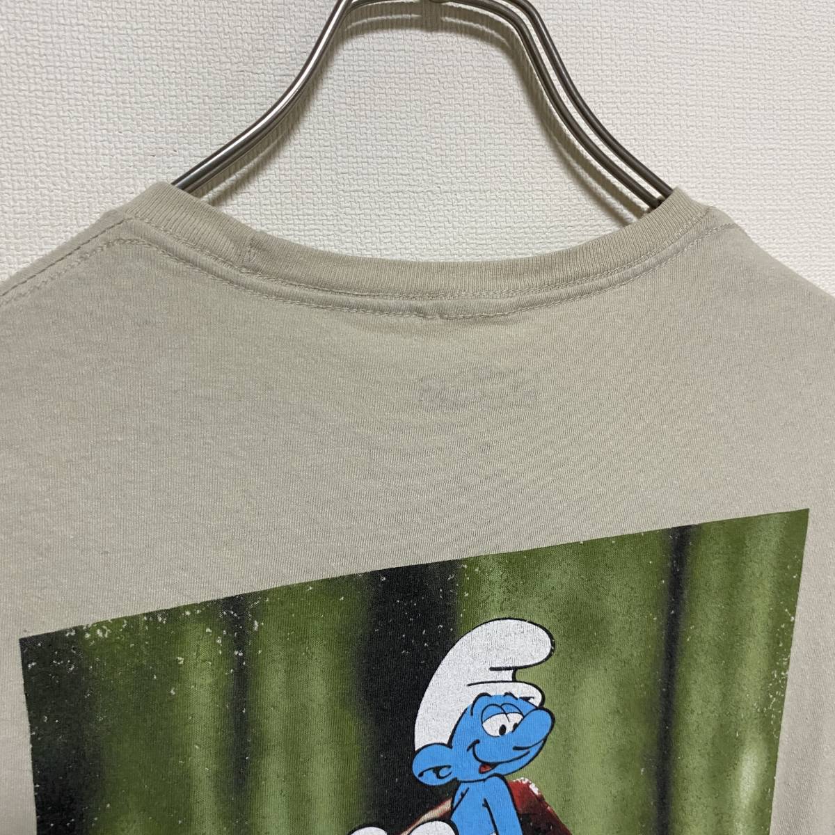 アメリカ古着　THE SMURFS スマーフ　半袖　Tシャツ　ビッグプリント　Sサイズ　コットン　アースカラー　【J976】