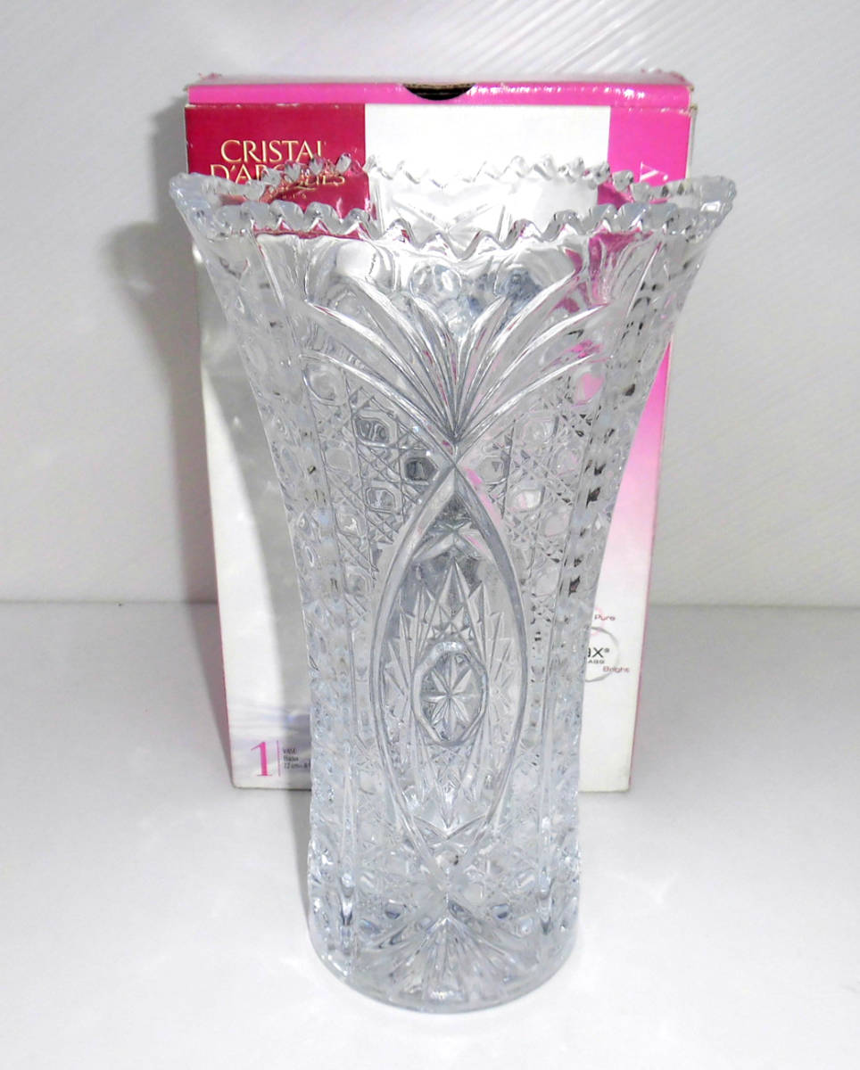 ☆美品 Cristal D'Arques クリスタルダルク CHESNAY Diamax ダイアマックス製 フラワーベース 花瓶 22cmの画像3