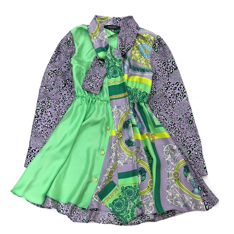 完売】 ワンピース VERSACE ヴェルサーチ パロットパッチワーク マルチ