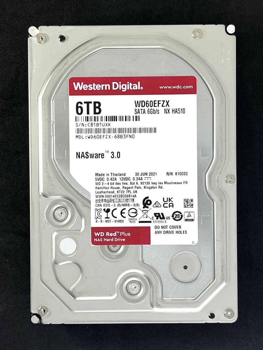 送料無料】 ☆ 6TB ☆ WD Red Plus / WD60EFZX 【使用時間:1372h