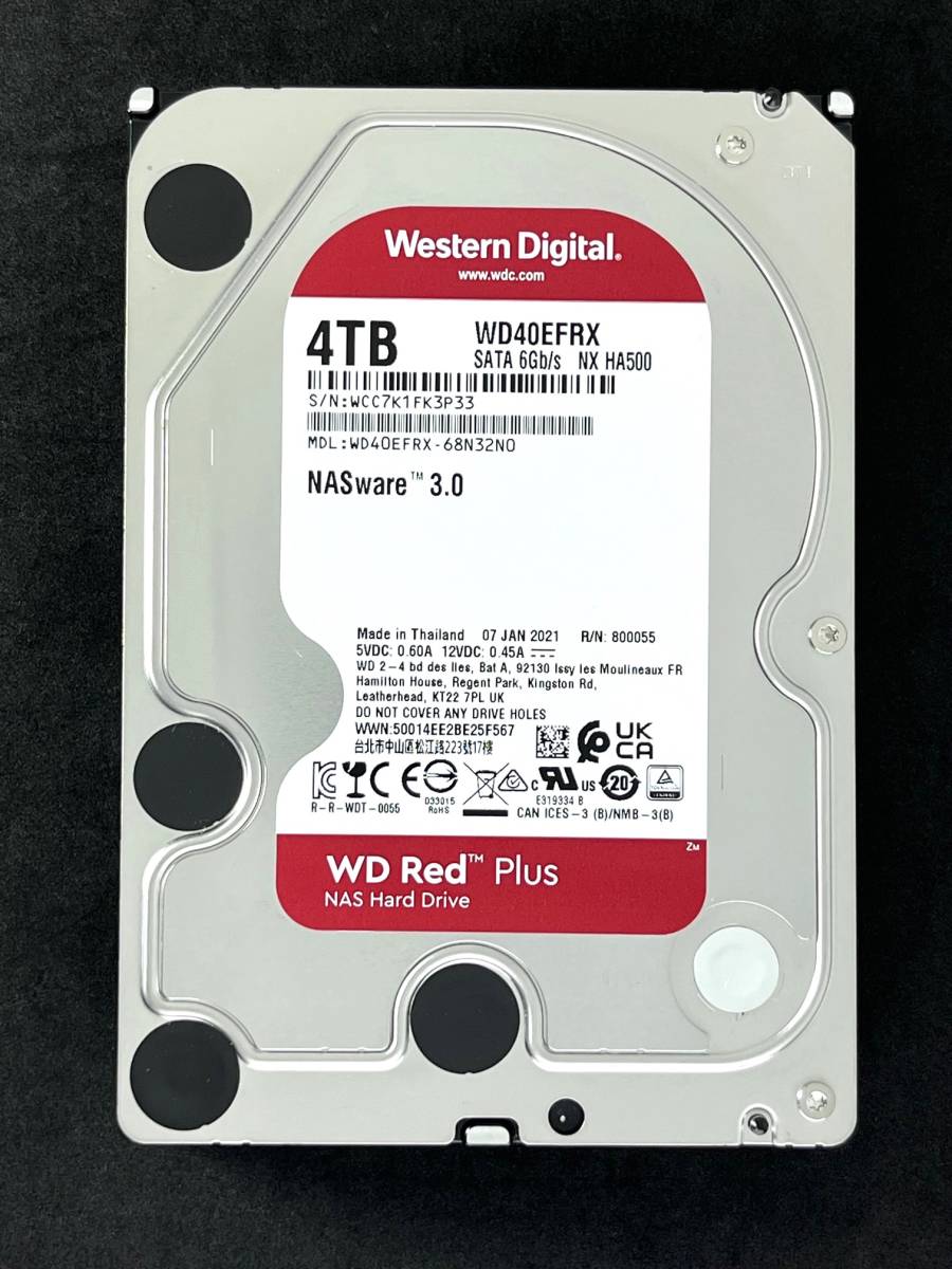 4TB WD Red / WD40EFRX 【使用時間 42ｈ】 2021年製 新品同様 3.5インチ 内蔵HDD Western Digital RED