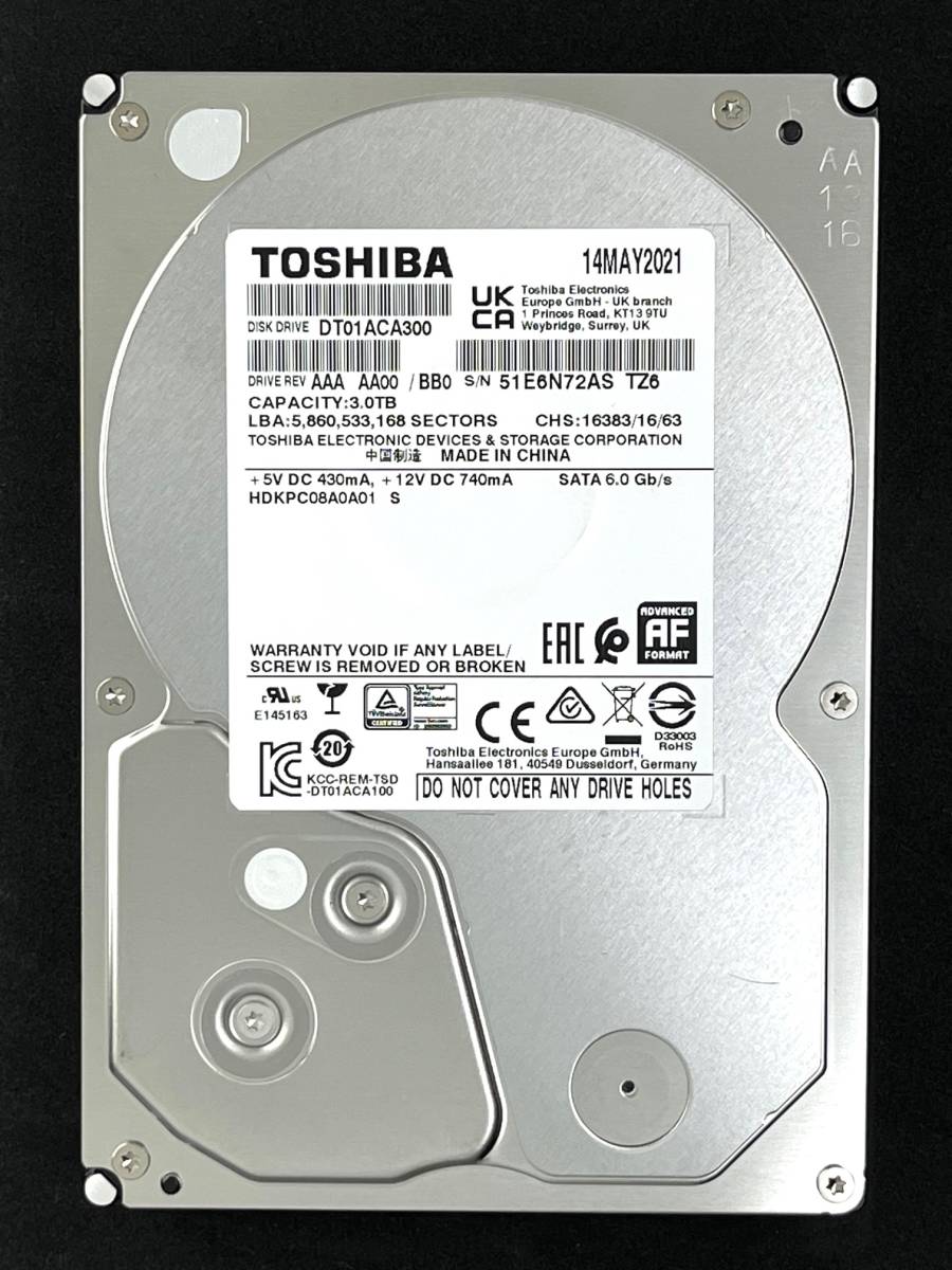 希少!!】 【送料無料】 ☆ 3TB 東芝 内蔵HDD SATA600/7200rpm