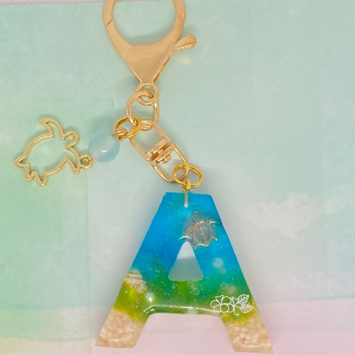 レジン ハンドメイド イニシャルキーホルダー 海 A|Yahoo レジン ハンドメイド イニシャルキーホルダー 海 A|Yahoo