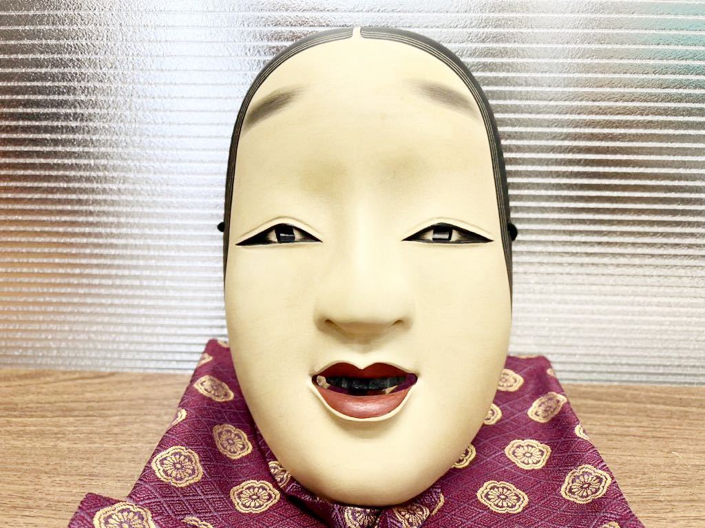 浩平造 能面 木彫細密細工小面能面 木製 木彫 面袋 共袋 伝統工芸 女面