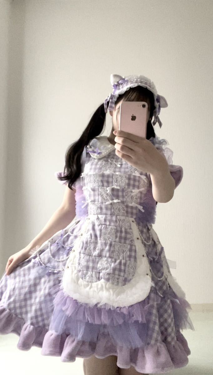 猫 メイド 服 ヘッドドレス セット アイドル 衣装　水色_画像9