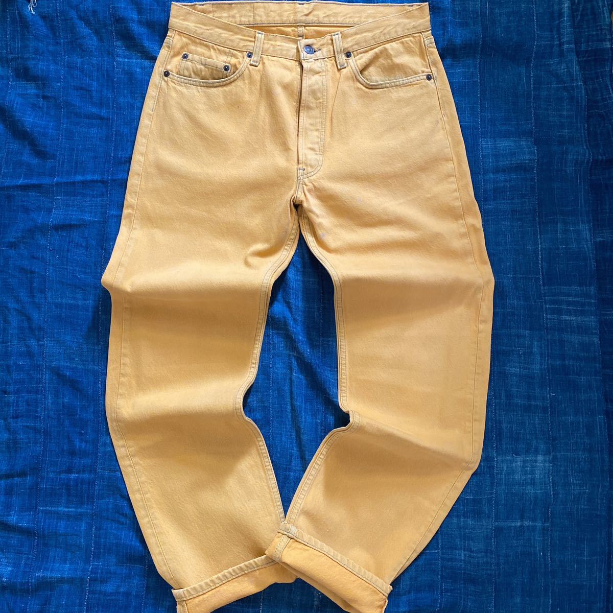 80s Levi’s 501実寸役w33 l30 カラーデニム マスタード カラシ レア 赤耳 USA製 デニム vintage 501xx 505 517 50s 60s 70s 90s