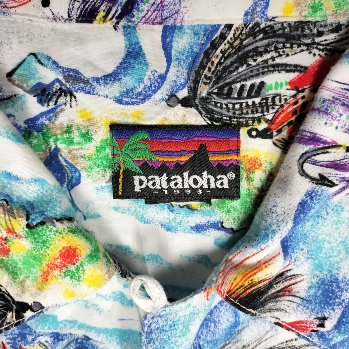 90s pataloha XL 1993年 毛針　パタロハ　ビンテージ　patagonia パタゴニア　アロハシャツ