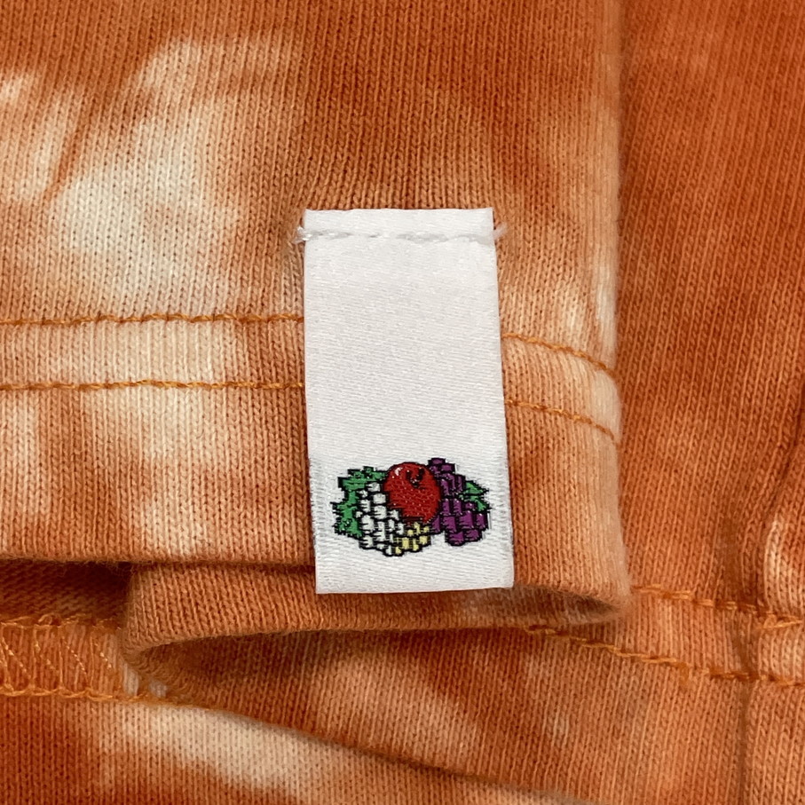 未使用品 /S/ FRUIT OF THE LOOM オレンジ タイダイ ロンティ 長袖Tシャツ タグ メンズ レディース 刺繍 カジュアル フルーツオブザルーム