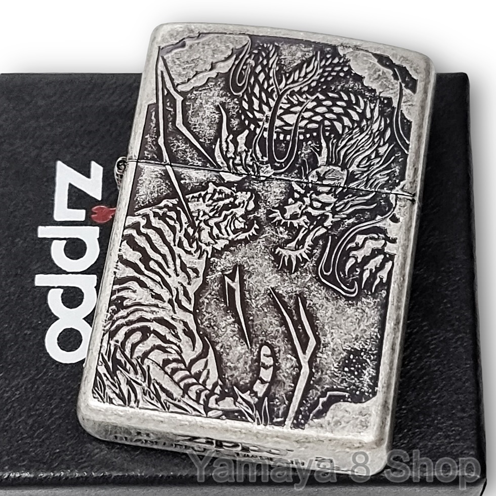 １着でも送料無料 ZIPPO 新品 和柄 ライター ジッポー 銀バレル 彫り