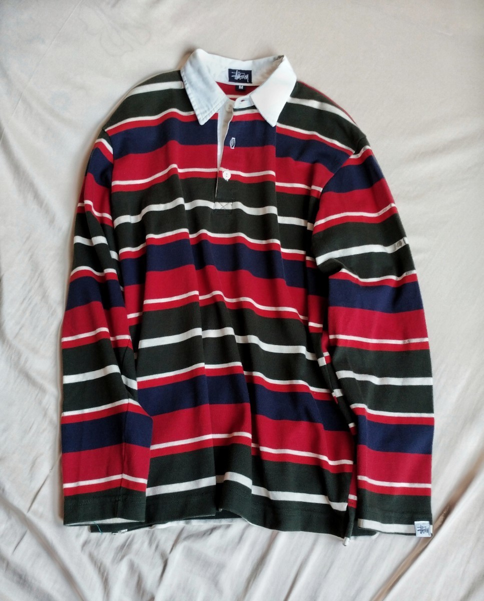 * America производства old STUSSY рубашка-поло длинный рукав 90s 90 годы Old Stussy регби vintage Vintage Vintage USA производства 