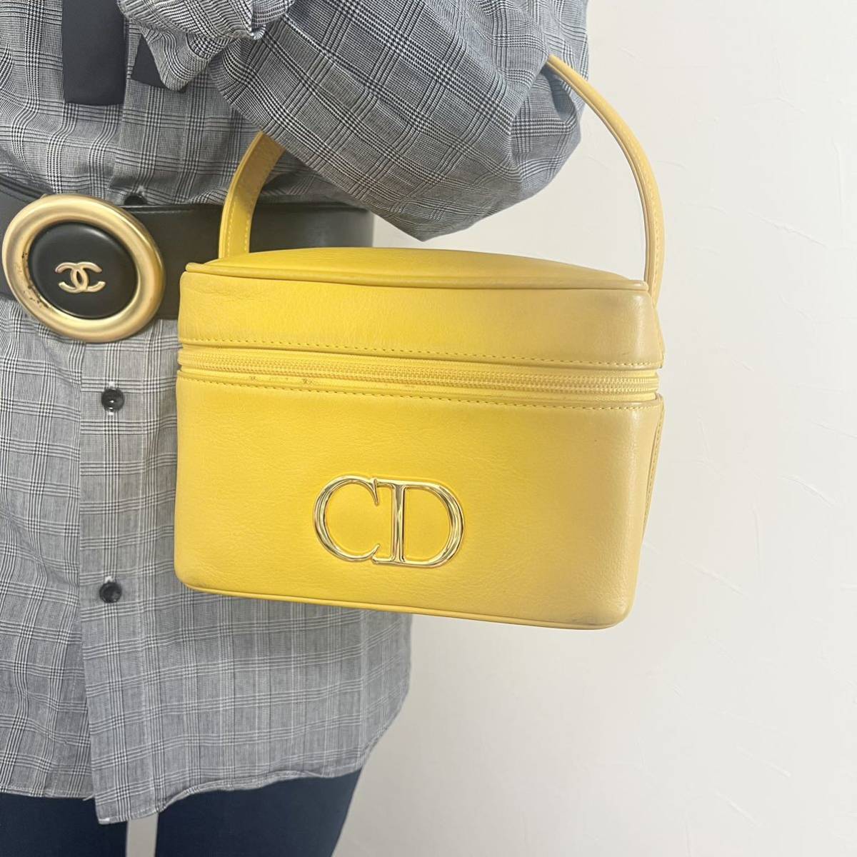 超歓迎】 Dior クリスチャンディオール バニティバッグ 金具 黄色