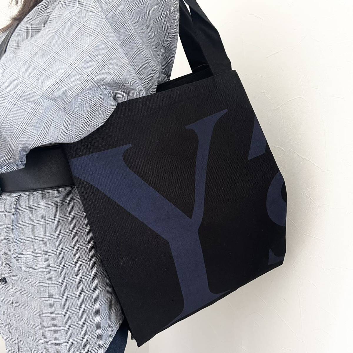 【送料無料】【未使用】Yohji Yamamoto ヨウジヤマモト キャンバス　トートバッグ　y's ワイズ　肩掛け　カバン　鞄　ブラック　黒_画像2