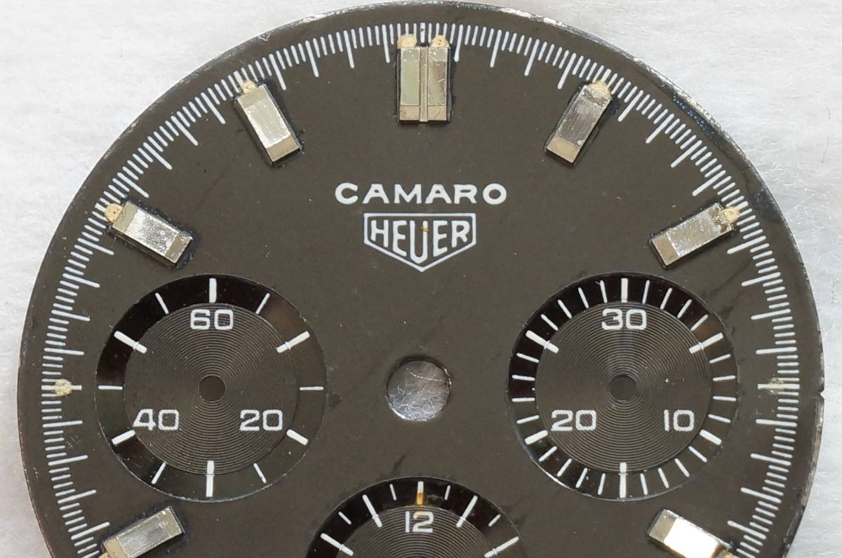 * super rare!! rare!! original!!USED!! Heuer HEUER Camaro CAMARO Ref.7220 for BLACK face dial bulge .-72 Valjoux72*