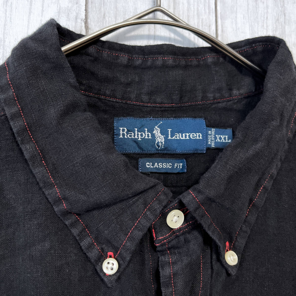 ラルフローレン Ralph Lauren 半袖シャツ リネンシャツ メンズ ワンポイント リネン100% XXLサイズ 3‐493