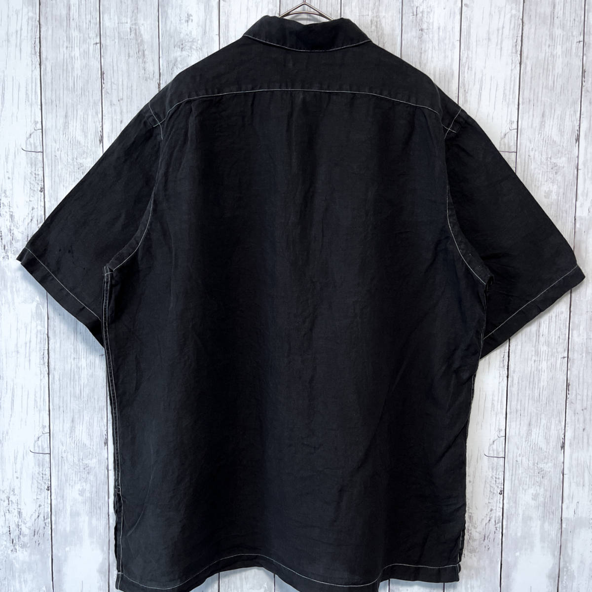 ラルフローレン Ralph Lauren 半袖シャツ リネンシャツ オープンカラー オープンシャツ メンズ リネン100% XLサイズ 3‐495_画像8