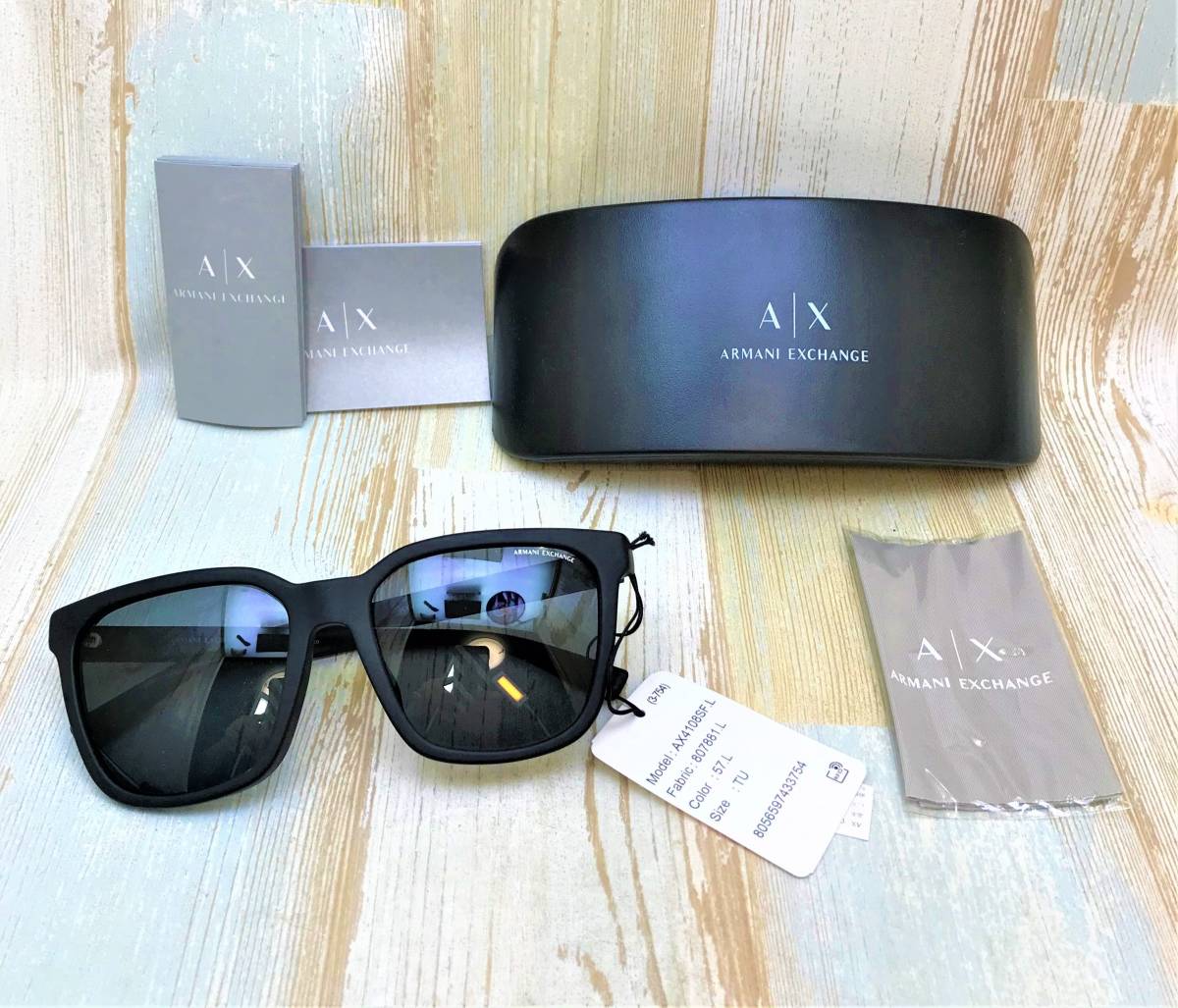  стандартный товар новый товар *ARMANI EXCHANGE Armani Exchange AX4108SF * солнцезащитные очки чёрный серия с логотипом * коробка линзы .. имеется 