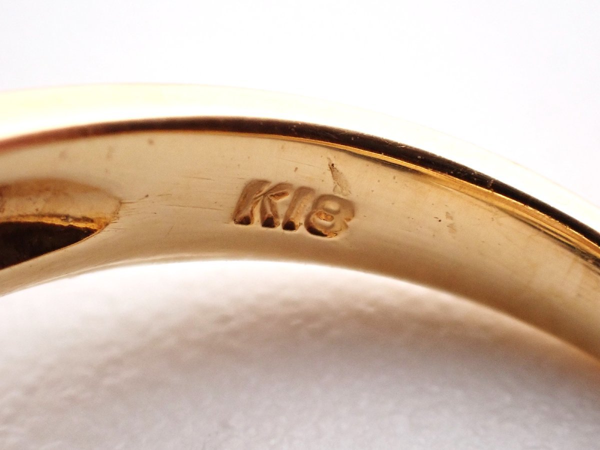1ct over! прекрасный товар K18YG 18 золотой лента кольцо с бриллиантом 1.10ct 9 номер 5.6g