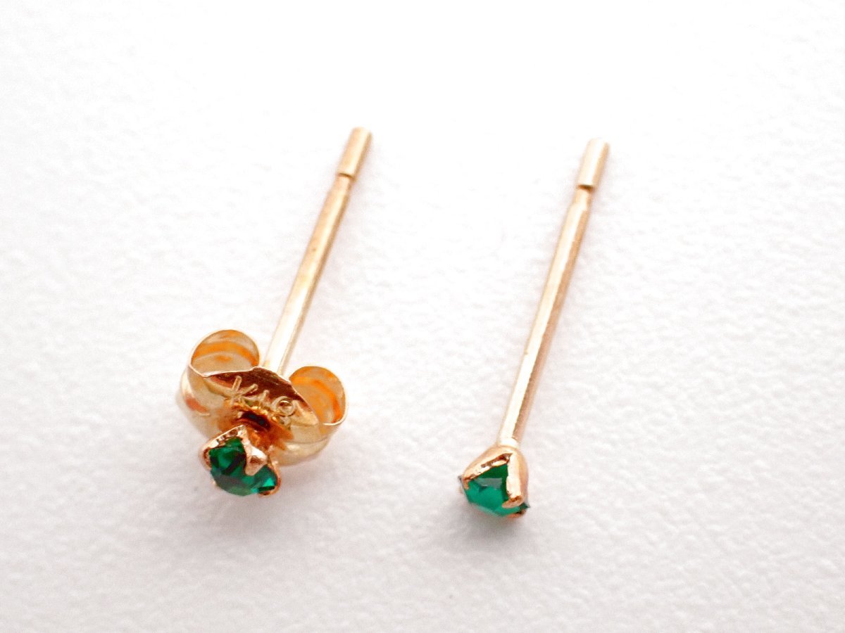 【在庫限り】 K18 グリーンストーン ピアス 0.2g その他