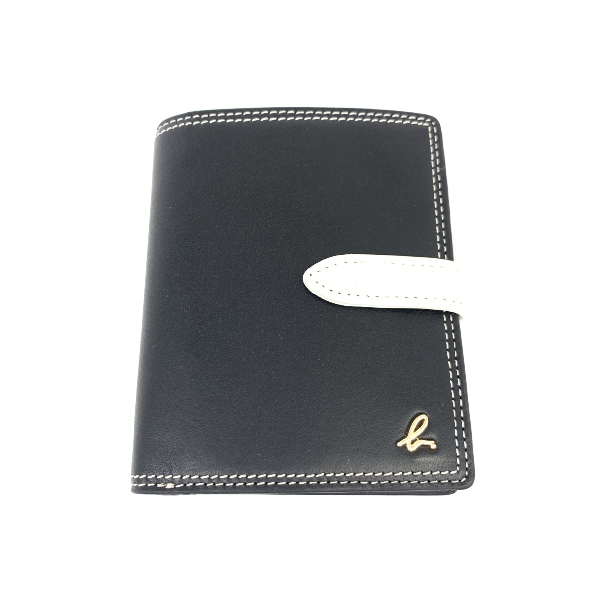 新品同様◆agnes b. アニエスベー 財布◆RAW02−01 ブラック レザー bロゴ/ダブルステッチ レディース 財布 ウォレット サイフ 札入れのサムネイル