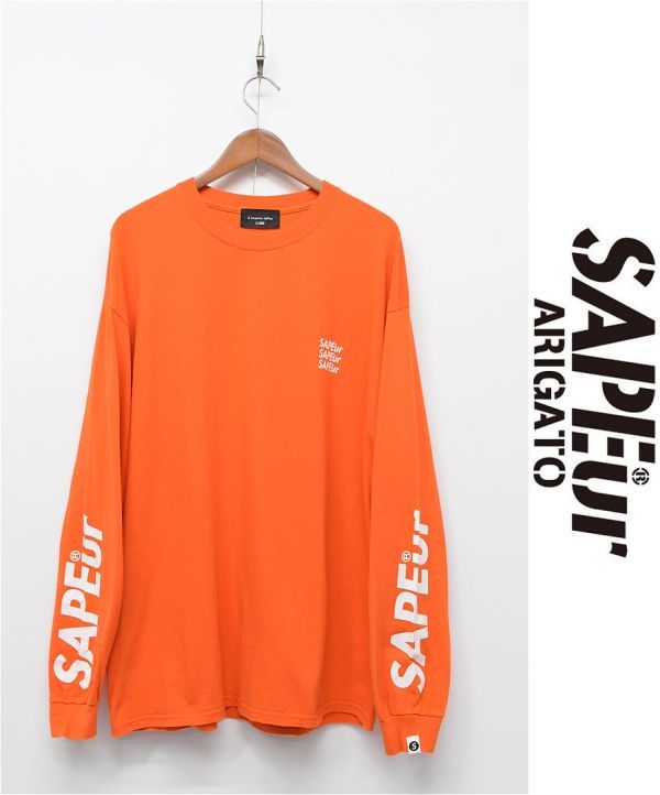 HGA-G363/ SAPEur サプール 長袖Tシャツ ロンT 袖ロゴ クルーネック XL オレンジ ストリート 大きいサイズ ビッグシルエットのサムネイル