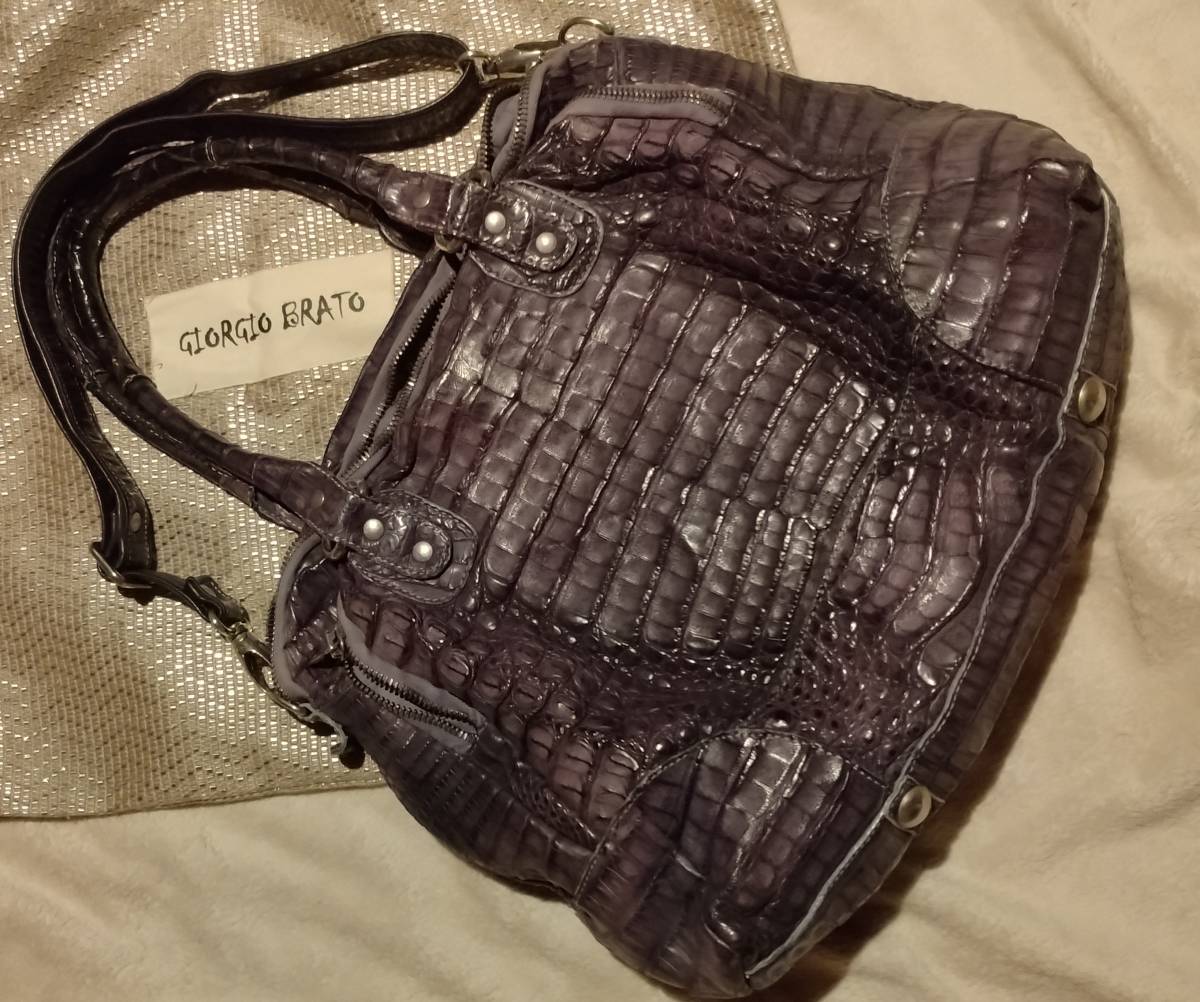 GIORGIO BRATO 最高峰 超希少バッグ クロコダイル レザー バッグ ジョルジオ ブラット ショルダー ハンド 書類バッグ