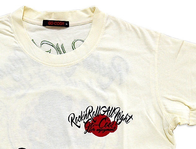 Rock'n Roll All Night半袖Tシャツ◆悟空本舗 ホワイトLサイズ LGT-5906 ゴクー 和柄 和風 お猿さん 刺繍_画像3