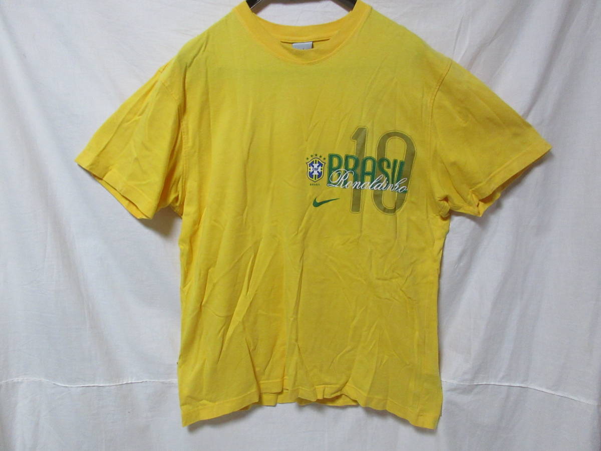 ◆NIKE ナイキ 半袖 BRASIL　サッカー ユニフォーム CBFクラブ　RONALDINHO　10番 XLサイズ _画像1