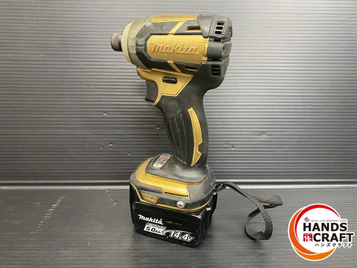 ▼【中古品】 makita マキタ TD137DZ インパクトドライバ 100周年モデル ゴールドカラー　本体+バッテリーセット 充電回数5回