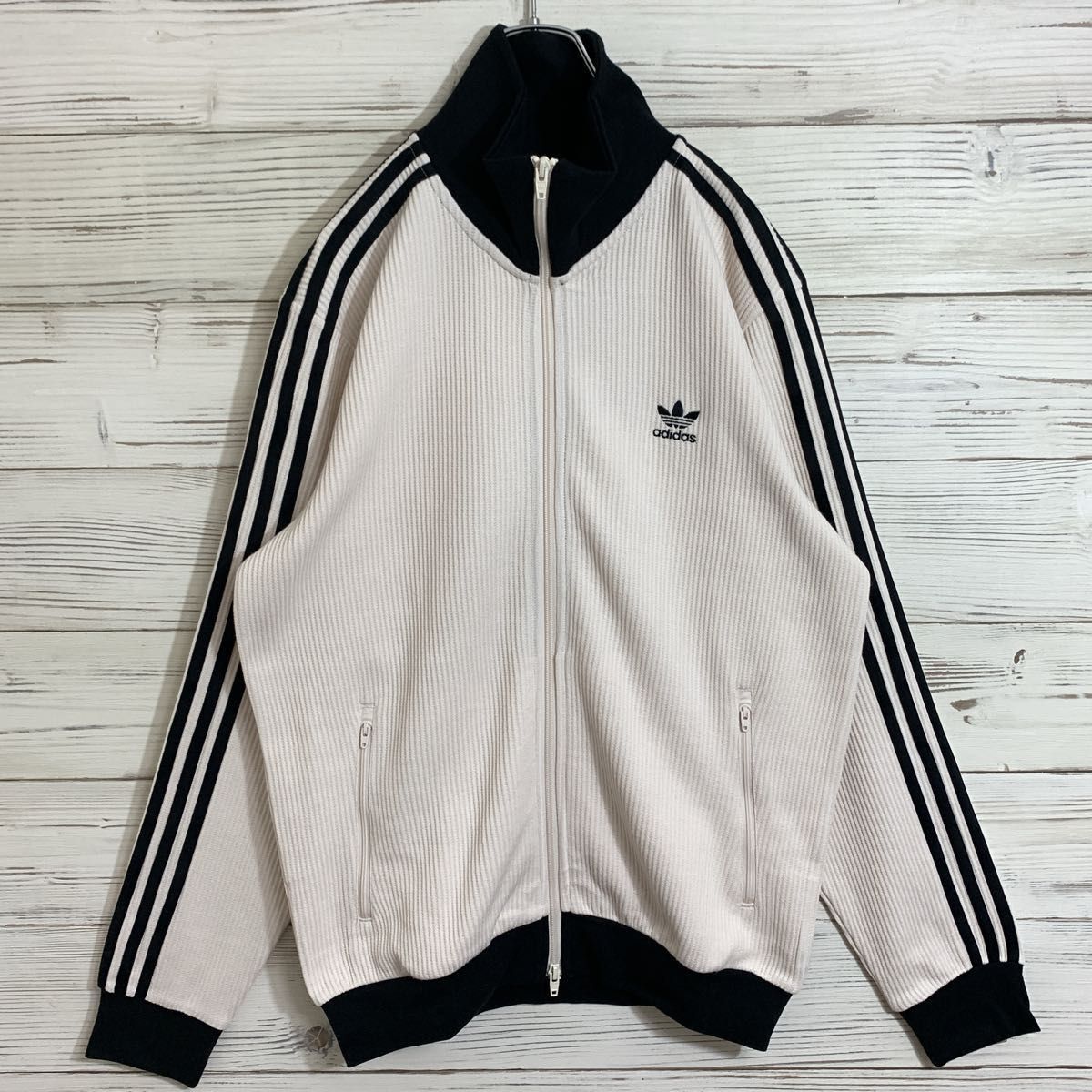 【希少サイズ】adidas トラックジャケット ホワイト系 バイカラー 6XL ジャージ