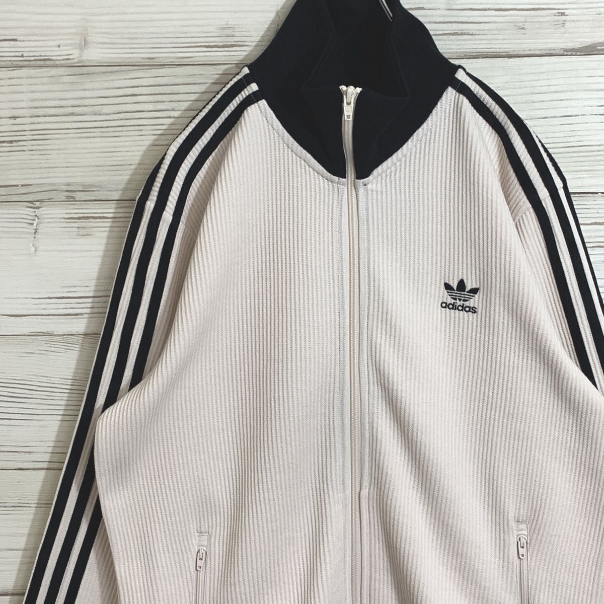 【希少サイズ】adidas トラックジャケット ホワイト系 バイカラー 6XL ジャージ