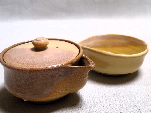 萩焼 煎茶碗5客 宝瓶 湯冷まし 萩松月 煎茶器 煎茶道具-
