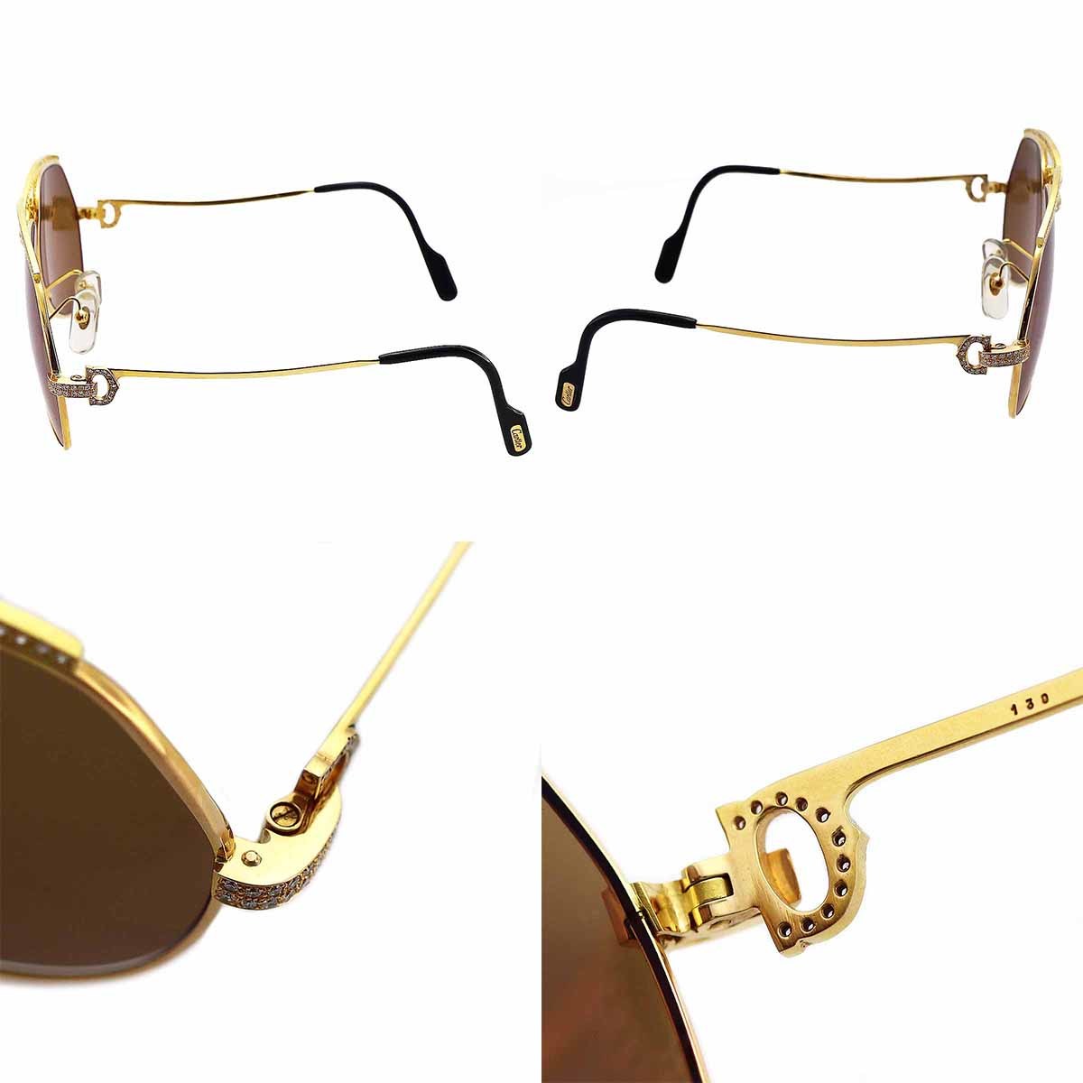 Cartier Cartier бриллиант Vendome papiyon130 59-14 солнцезащитные очки 750 K18 YG желтое золото очки очки 21250402