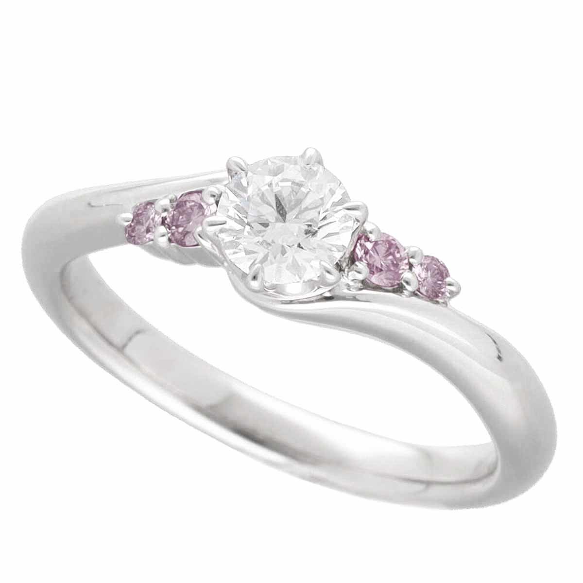 StarJewelry スタージュエリー ダイヤモンド(0.351ct D-VS2-3Ex) ピンクダイヤモンド(0.07ct) リング PT950 日本サイズ約9号 #49 鑑定書_画像1