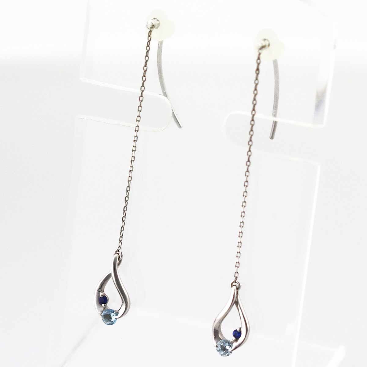 Star Jewelry Star Jewelry sapphire blue topaz earrings 750 K18 WG white gold 