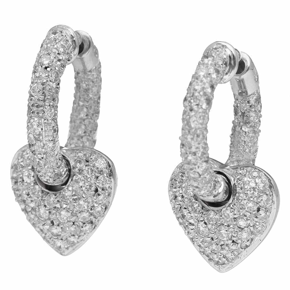 Star Jewelry Star Jewelry diamond (0.35ct/1.48ct) heart motif charm earrings 750 K18 WG white gold 