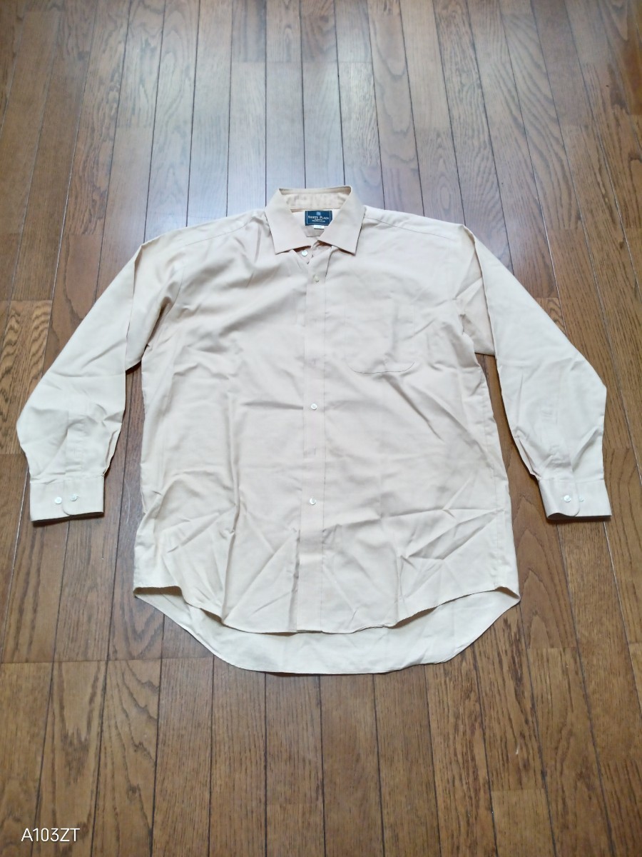 【中古品】SHIRTS PLAZAシャツ プラザ イオンモール 長袖 カッターシャツ Yシャツ ワイシャツ ベージュ  メンズＬＬ-86の画像1