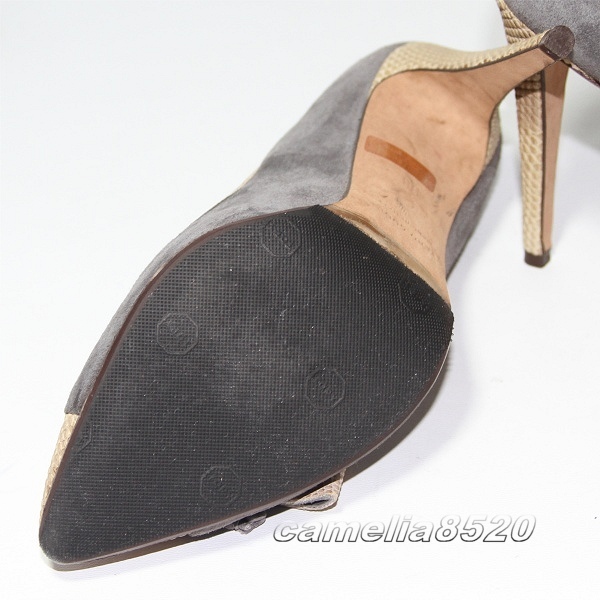  low toru show zL'AUTRE CHOSE high heel pumps beige / gray suede leather 38 size approximately 24cm Italy made beautiful goods 