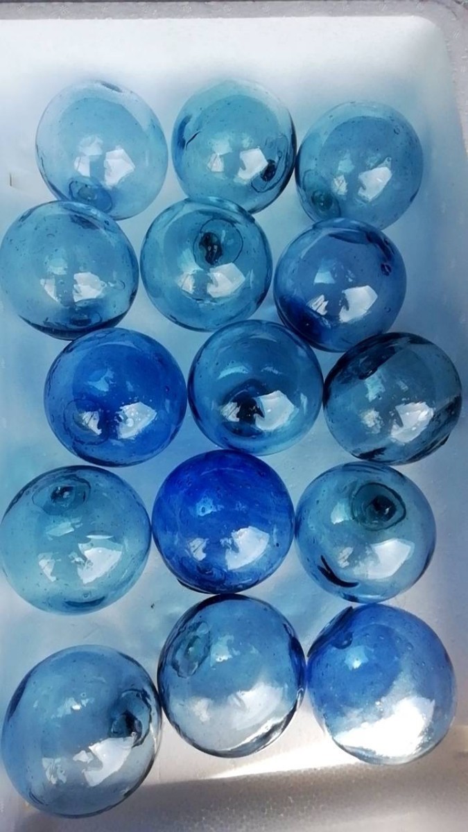 ガラス浮き玉 ブルー色 レトロ