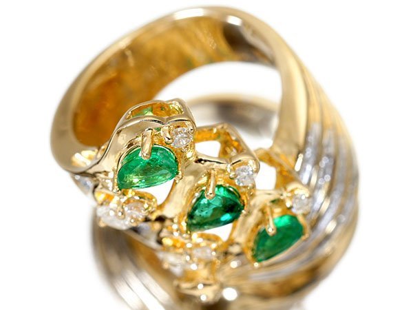 [ jewelry ultimate ] super-gorgeous .. design! good quality natural emerald 0.87ct& good quality diamond 0.82ct super high class K18YG&K18WG ring k6921ikl[ free shipping ]