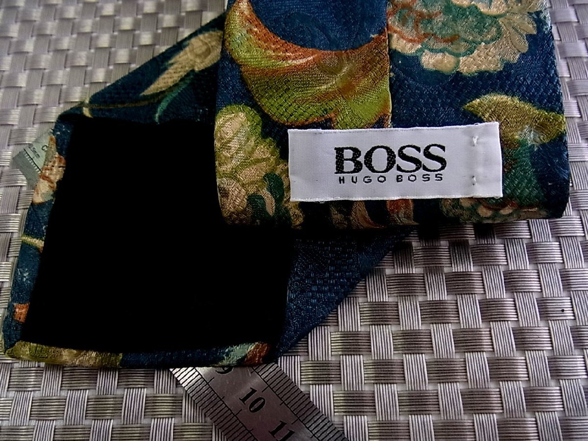 ♪31353C♪良品【ペイズリー 葉っぱ 植物 柄】ヒューゴボス【HUGO BOSS】ネクタイ_画像3