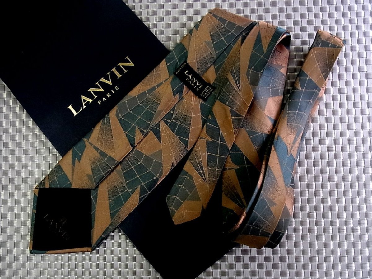 ♪31641C♪良品【刺繍 三角 三角錐 デザイン 柄】ランバン【LANVIN】ネクタイ_画像2