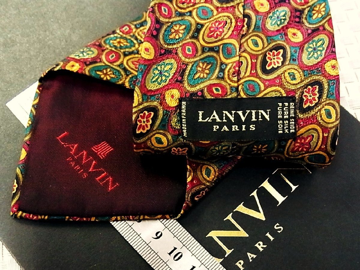 ♪32204D♪状態並品【花 小花 螺旋 デザイン 柄】ランバン【LANVIN】ネクタイ_画像2