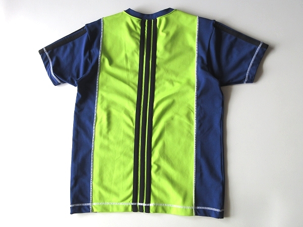 希少 80s-90sビンテージ adidas アディダス トレフォイルロゴプリント カラー切替 ストレッチ ジャージー VネックTシャツ カットソー M_画像3